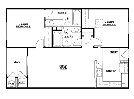 2BR/2BA Plan C floor plan